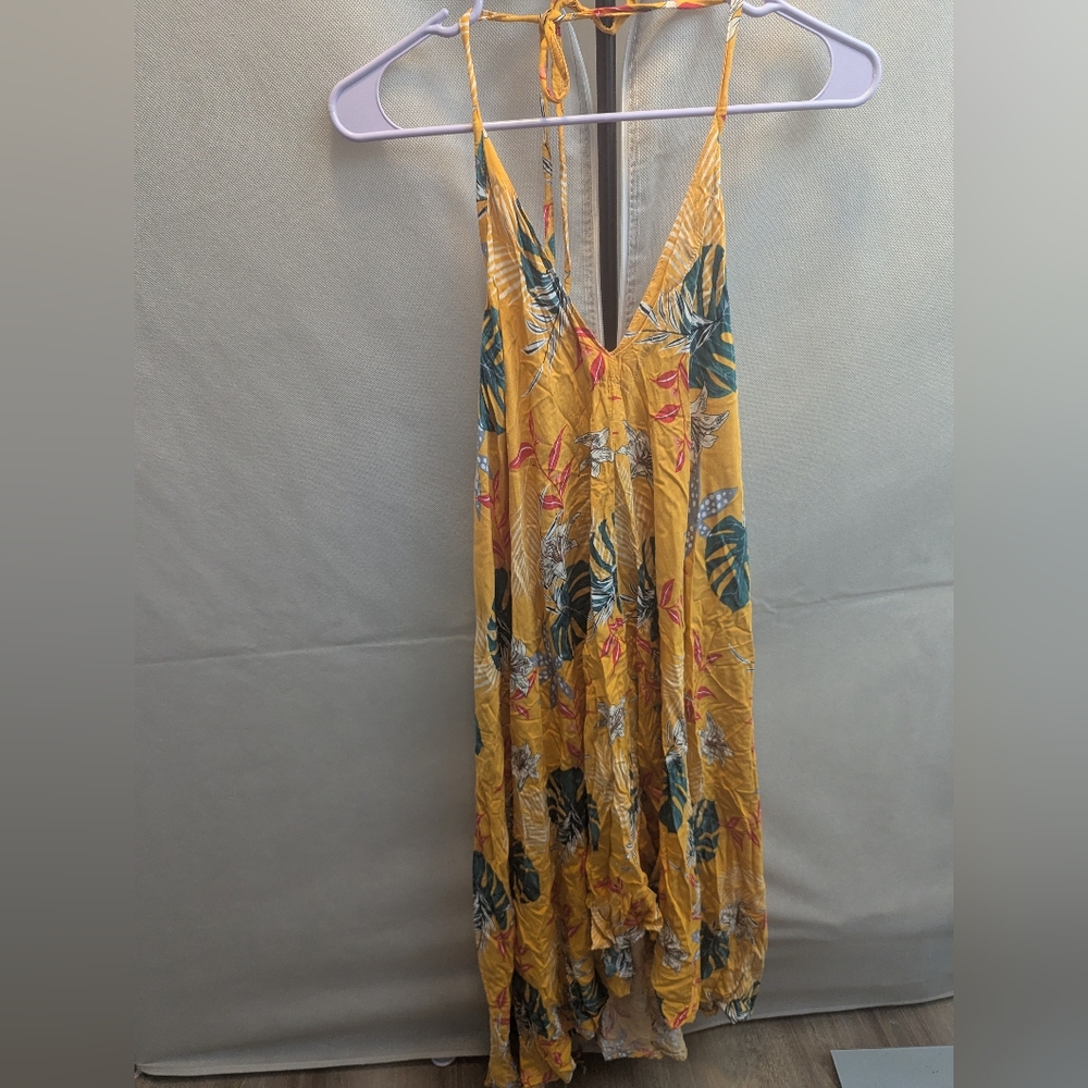 Yellow Tropical Print Dress